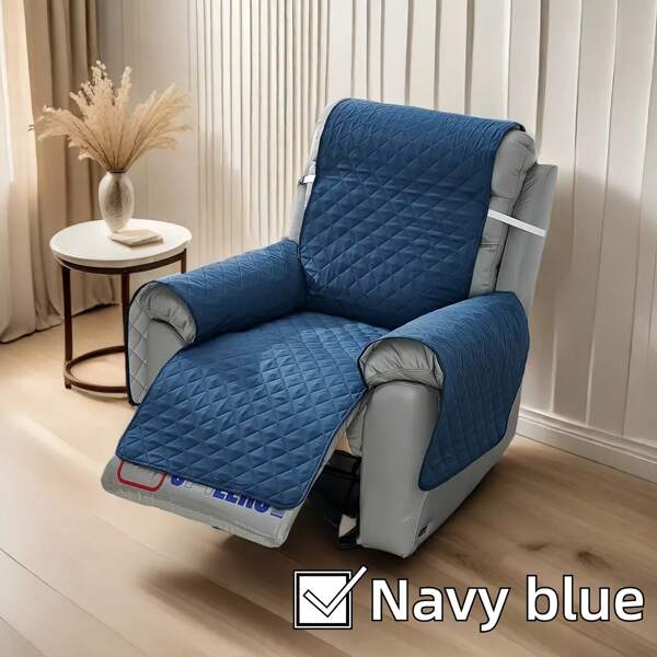 One Piece Navy Blue Sofa Cushion Plaid Ultrasonic Embossing Details Four Seasons Available Bedroom Living Room Office Universal Pet Anti-Dirty