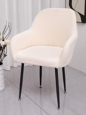 White Waterproof Integrated Curved Office Chair Cover With High Armrests And Elastic Shaped Computer Chair Cover, Hotel Dining Chair Cover, Makeup Chair Cover, All Inclusive Universal