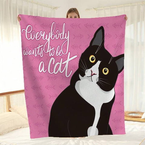 Funny Cat Flannel Blankets Sofa Towel Soft Comfortable Throws Blankets Birthday Gifts Family Holiday Daily Couple Party Anniversary Wedding Souvenir Halloween Christmas Graduation Season Thanksgiving Bed Sofa