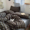 3pcs 100% Polyester Retro Plaid Print Comforter Set, 2 Pillow Shams + 1 Comforter Cover (No Bed Sheet)